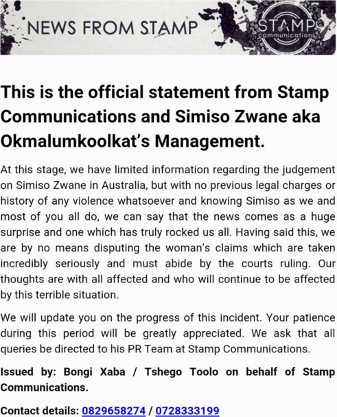 Okmalumkoolkat press statement