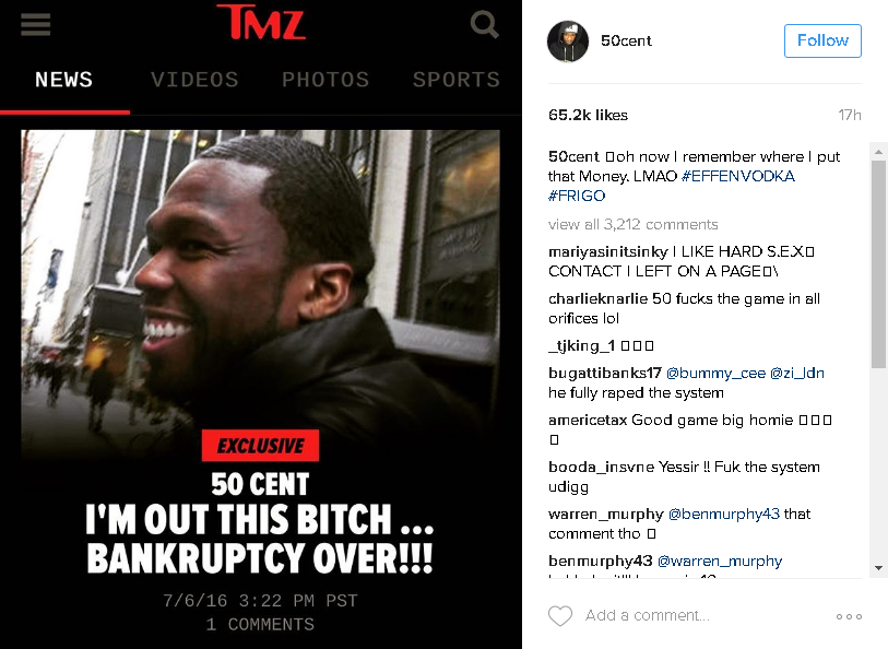 50 Cent bankruptcy over